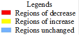 Legends
Regions of decrease
Regions of increase
Regions unchanged
