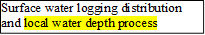 Surface water logging distribution and local water depth process

